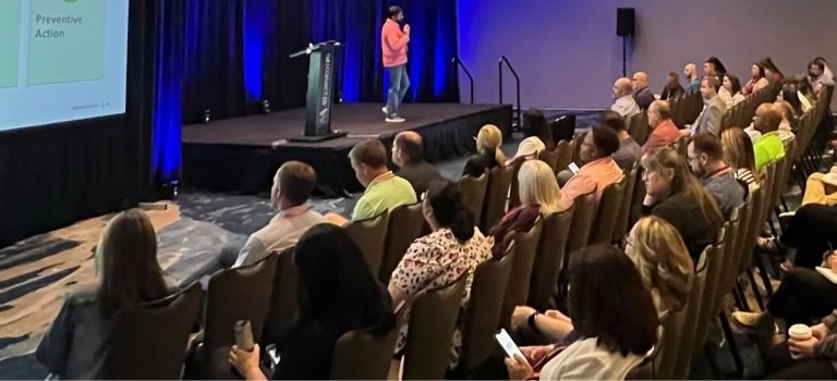 Shyam Menon presenting at an industry conference